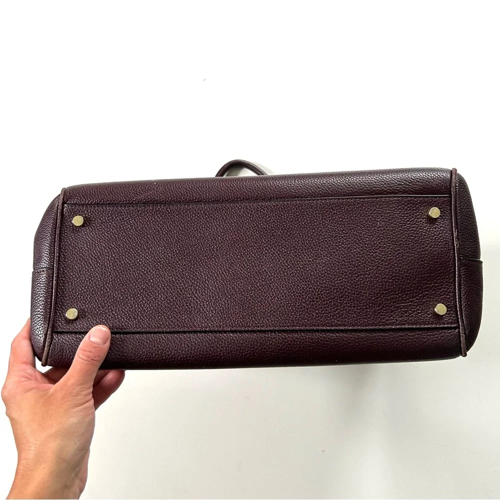 Kate Spade Mahogany Pebbled Leather Mulberry Street Leighann Satchel Purse Bag